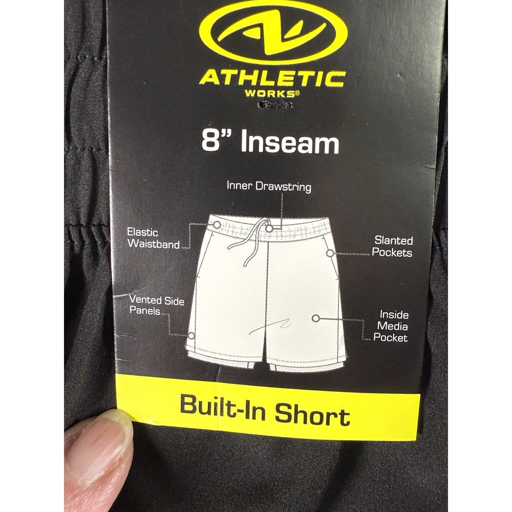 Athletic Works  2 In 1 Short Men's 2XL - Black - NEW WITH TAGS - Picture 2 of 14